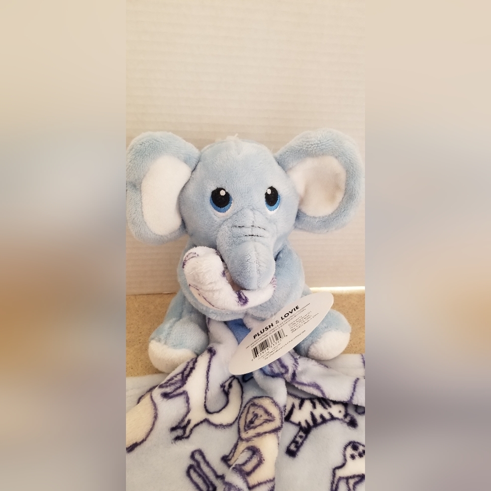 Baby Blue Elephant Lovey with Security Blanket Stuffed Animal NWT - Picture 12 of 15